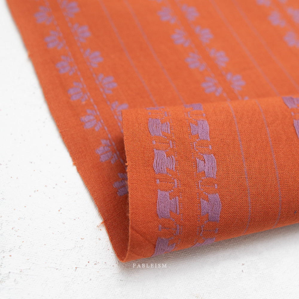 Fableism Fine and Dandy, Deco Stripe in Spice, 1/4 yard