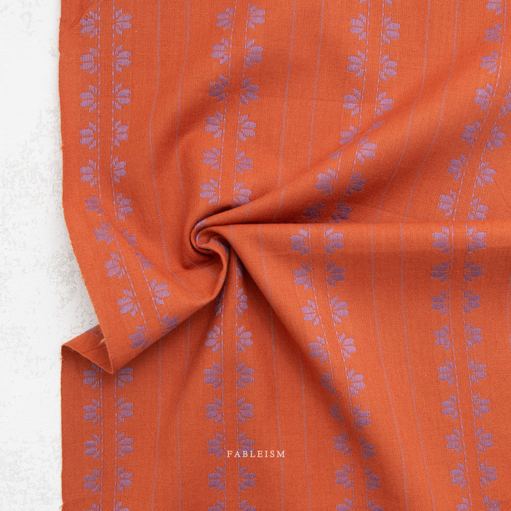 Fableism Fine and Dandy, Deco Stripe in Spice, 1/4 yard