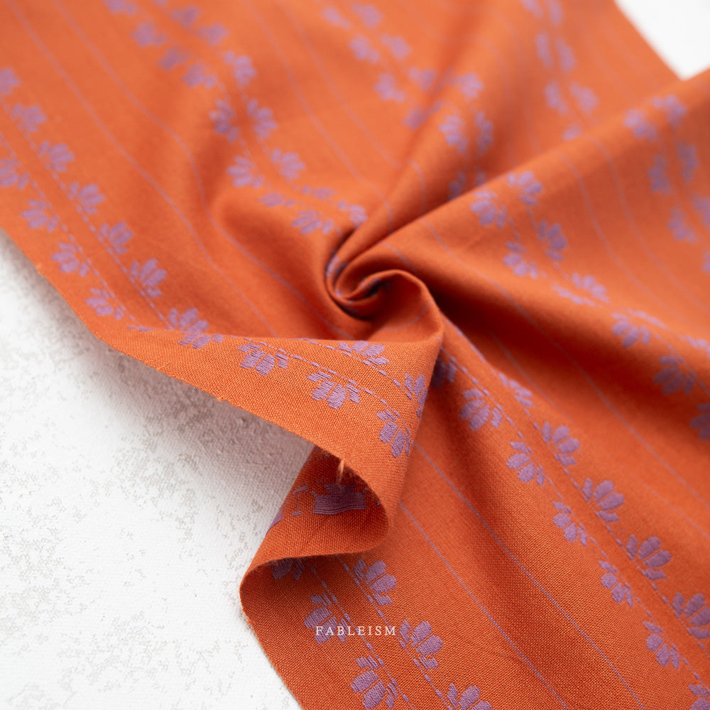 Fableism Fine and Dandy, Deco Stripe in Spice, 1/4 yard