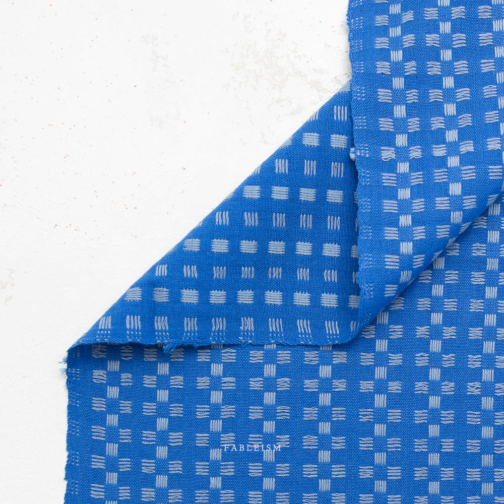 Fableism Fine and Dandy, Basket Weave in Bright Blue, 1/4 yard