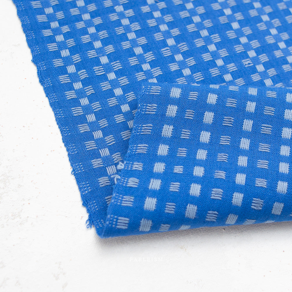 Fableism Fine and Dandy, Basket Weave in Bright Blue, 1/4 yard