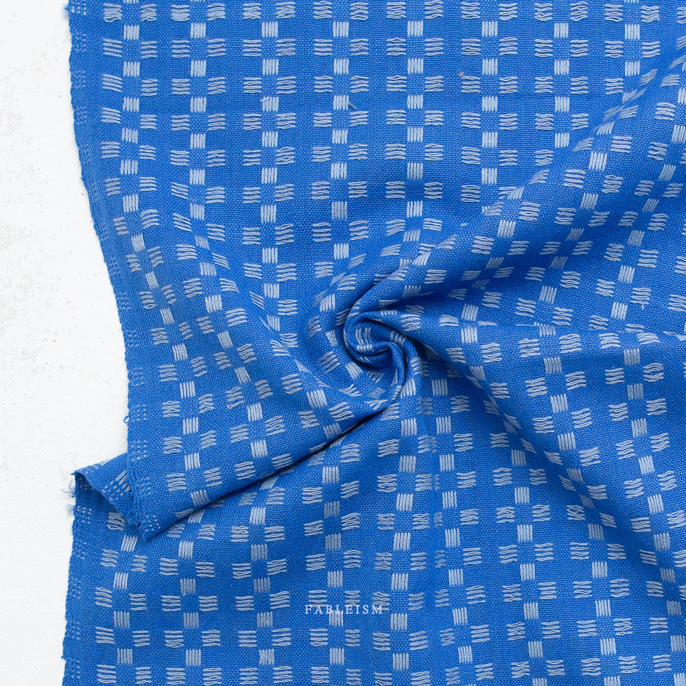 Fableism Fine and Dandy, Basket Weave in Bright Blue, 1/4 yard