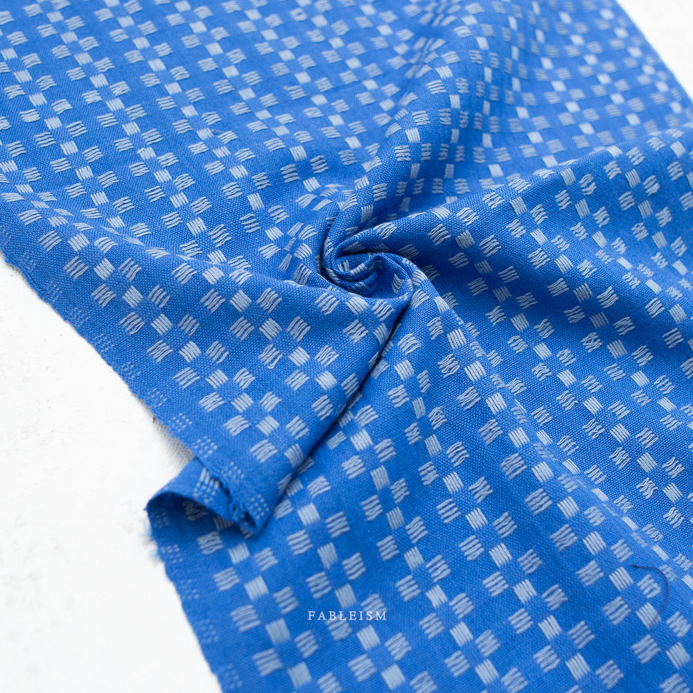 Fableism Fine and Dandy, Basket Weave in Bright Blue, 1/4 yard