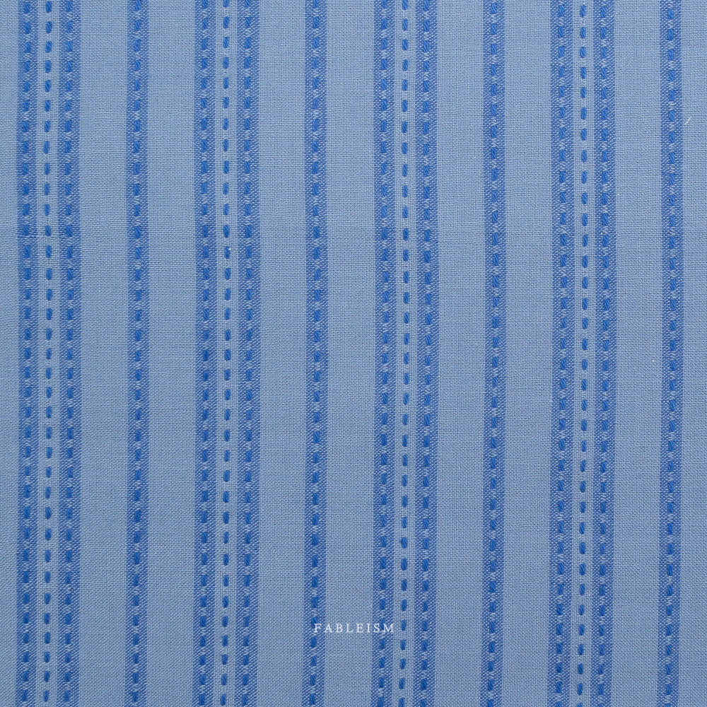 Fableism Fine and Dandy, Stitch Stripe in Blue , 1/4 yard