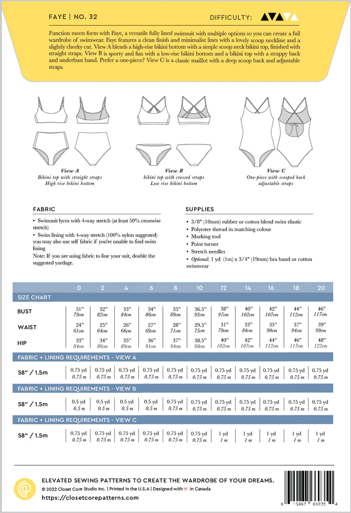 Closet Core Faye Swimsuit Paper Pattern