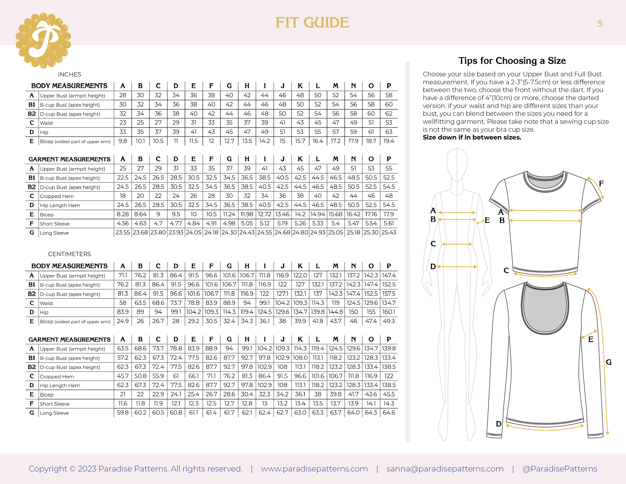 Paradise Patterns, Honeygirl Tee PDF Pattern