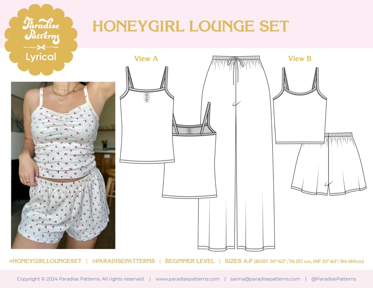 Paradise Patterns, Honeygirl Lounge Set PDF Pattern