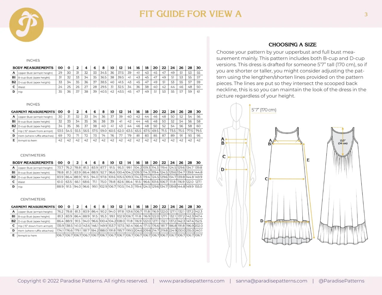 Paradise Patterns, Hallon Dress PDF Pattern