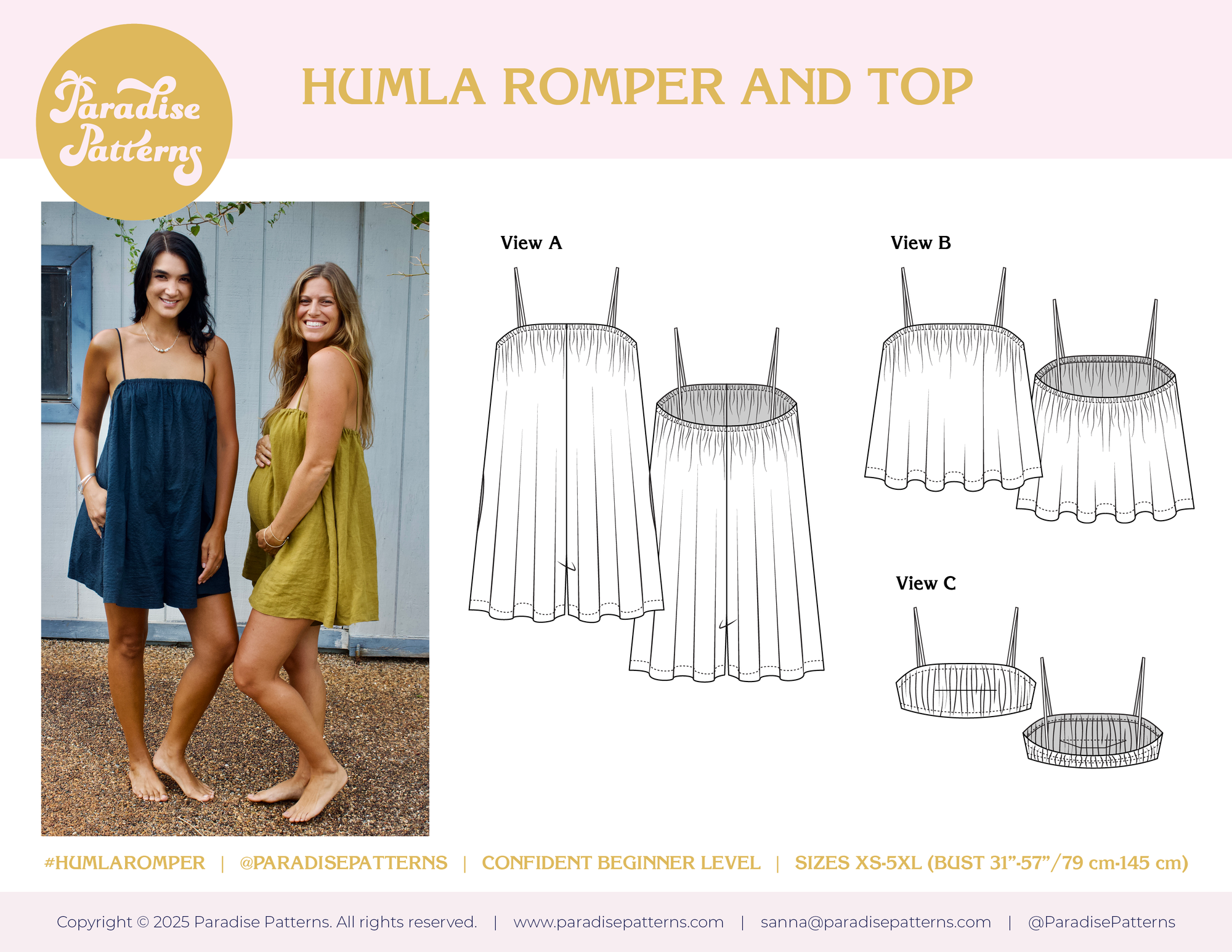 Paradise Patterns, Humla Romper PDF Pattern