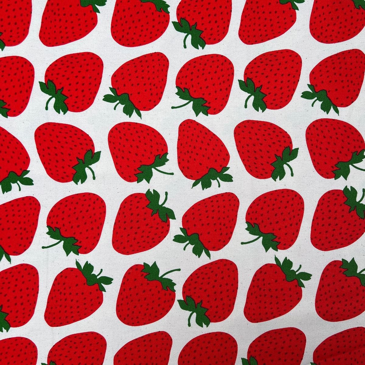 Sevenberry Large Strawberries, Oxford Canvas, White, 1/4 yard
