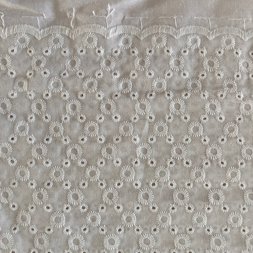 McElroy Broderie Englaise (Eyelet Cotton Voile) with scalloped edges, white, 1/4 yard