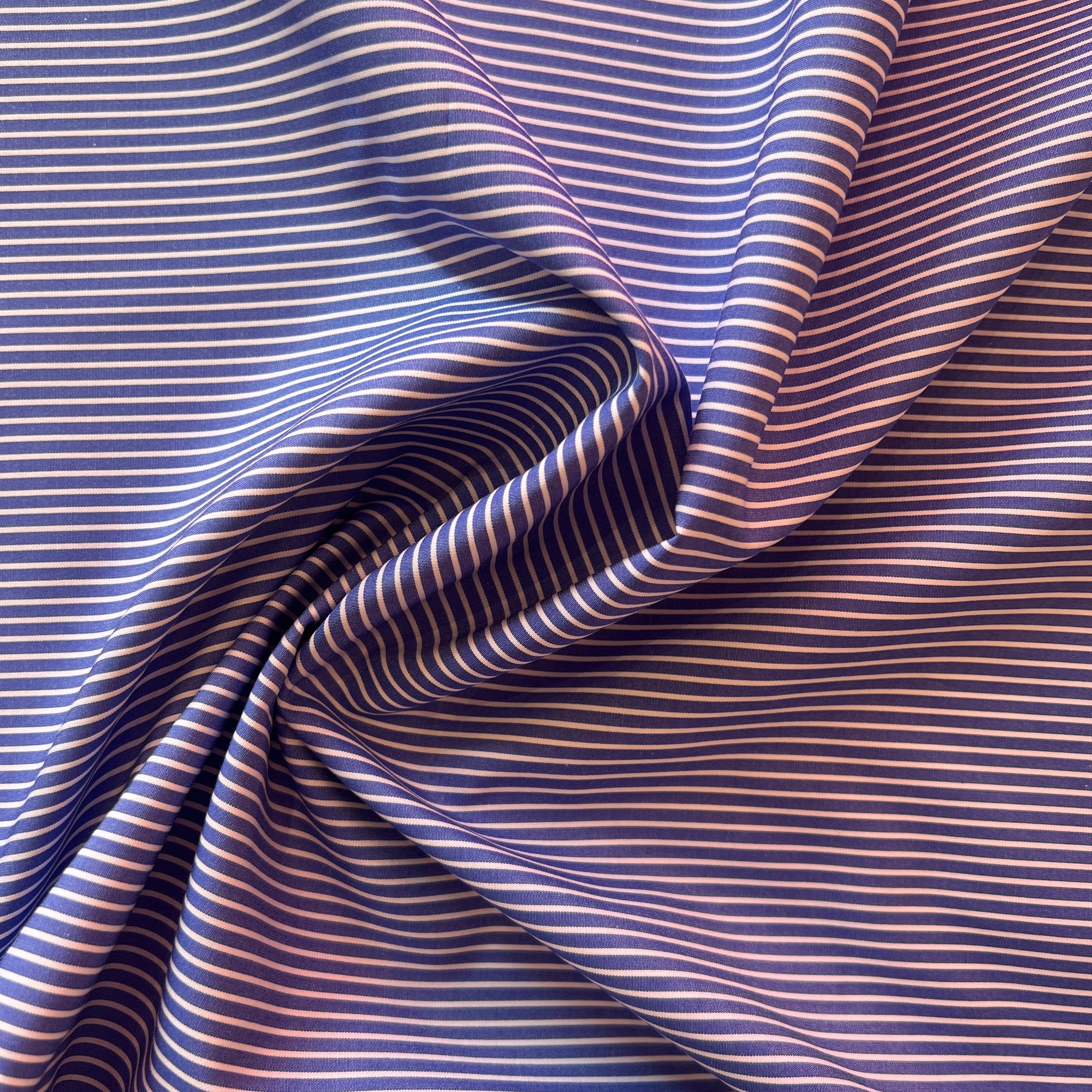 McElroy Marine Navy-Ivory Stripe Italian Cotton Shirting, 1/4 yard