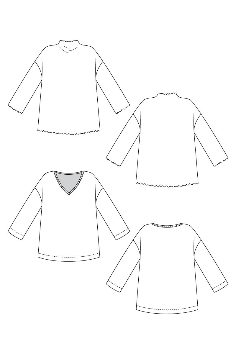 Named Clothing, Olo Funnel Neck &amp; V-Neck Tee PDF Pattern