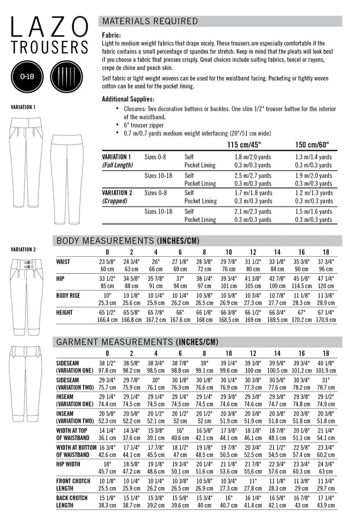 Thread Theory Women's Lazo Trousers PDF Pattern