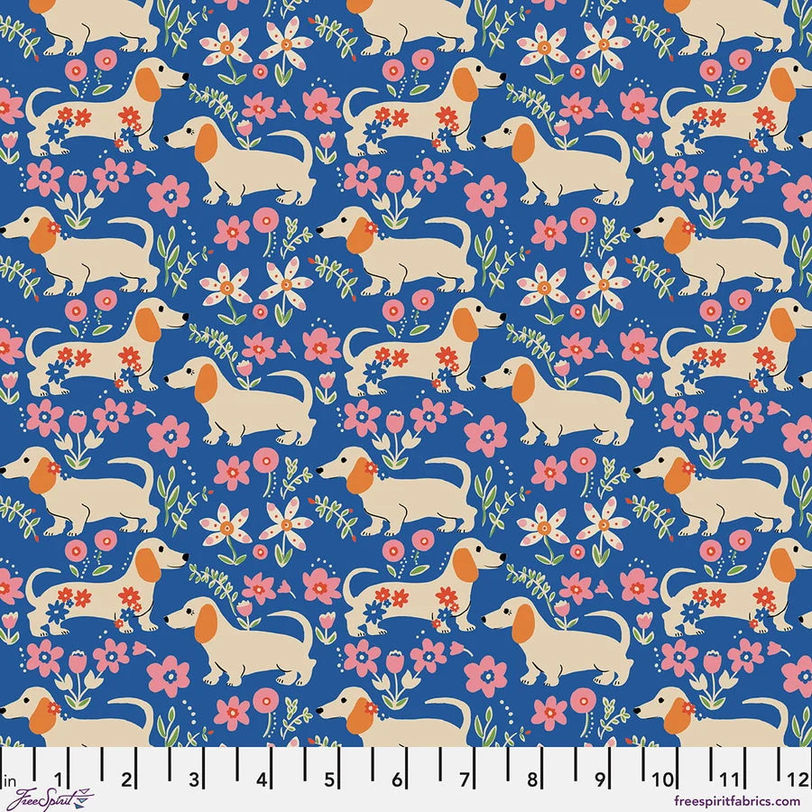 Stannie &amp; Lloyd by August Ellery, Pemberly Pups, Delft, 1/4 yard