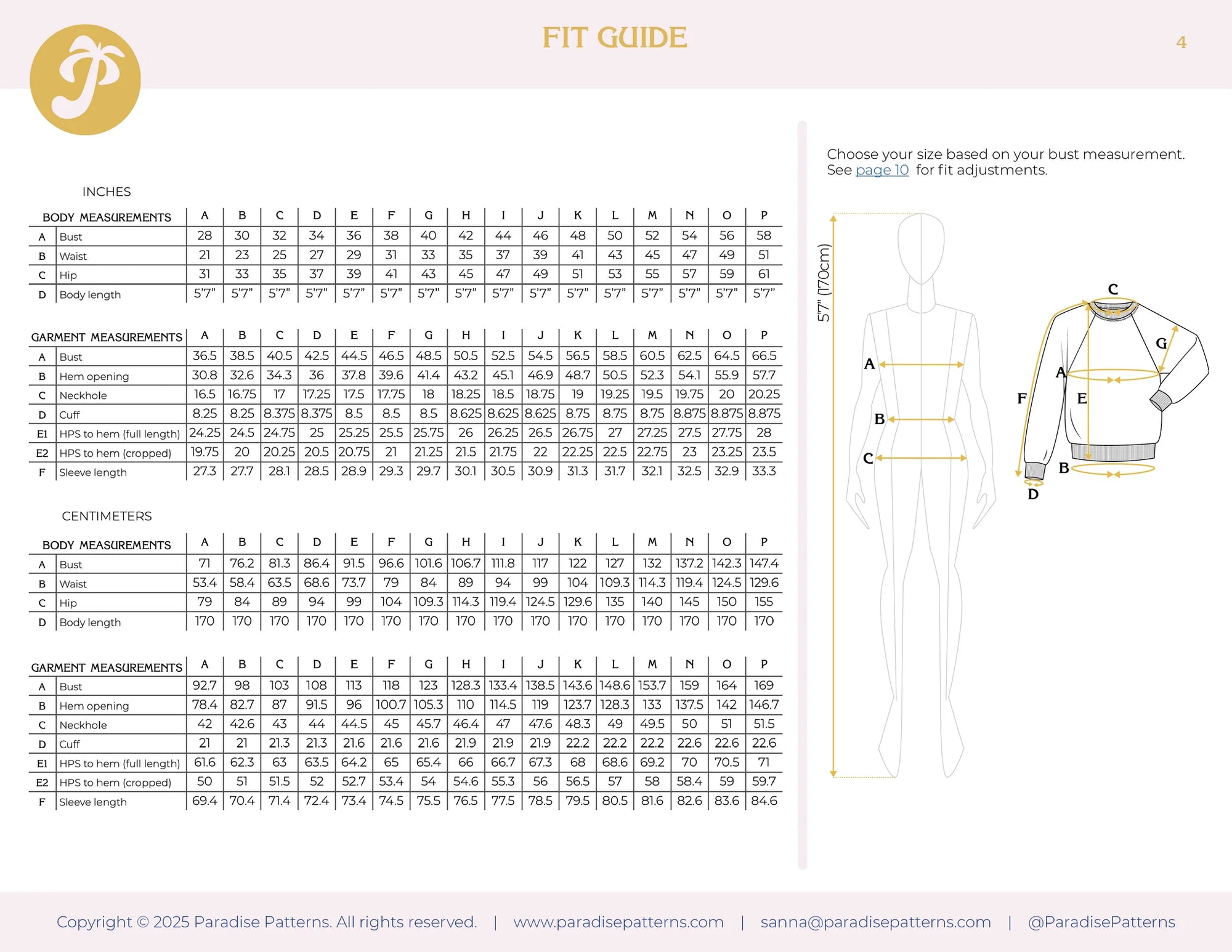 Paradise Patterns, Pine Raglan PDF Pattern