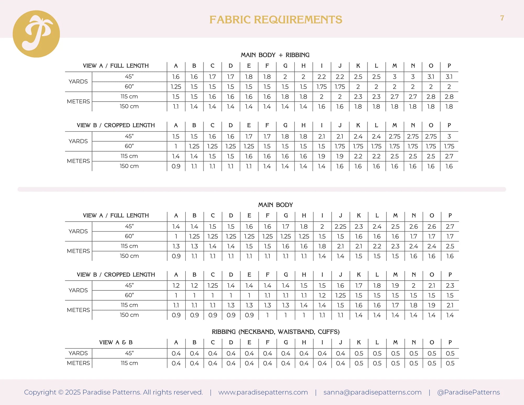 Paradise Patterns, Pine Raglan PDF Pattern