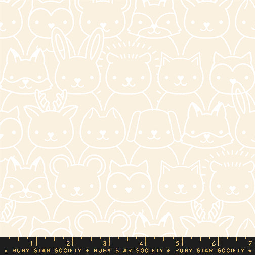 Ruby Star, Woodland Park, &quot;Sup Animals&quot; Cotton Fabric, Parchment,   1/4 yard