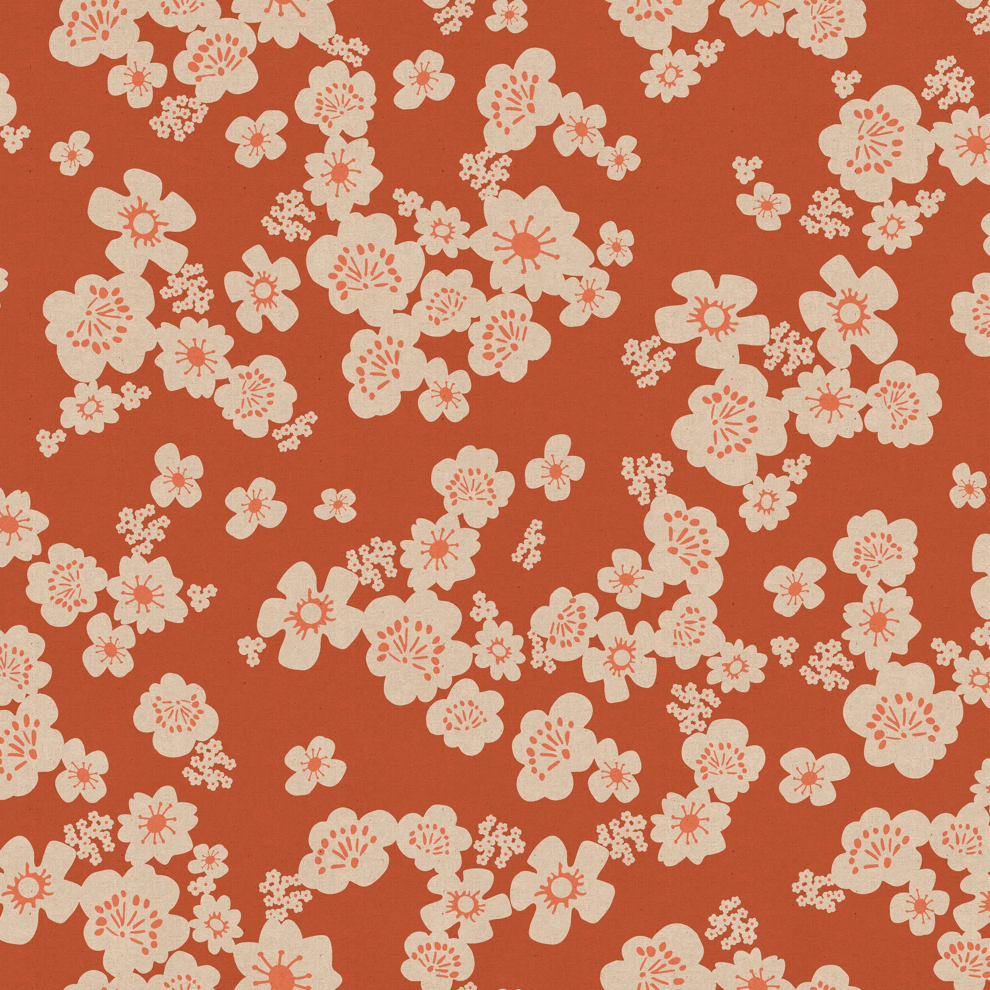 Ruby Star, Paper Cuts 2, Cotton-Linen Canvas, Persimmon 1/4 yard - Lakes Makerie