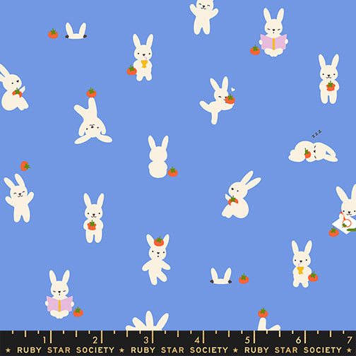 Ruby Star, Persimmon, Bun E. and Simmy Lindly Blue,  Cotton Fabric, 1/4 yard