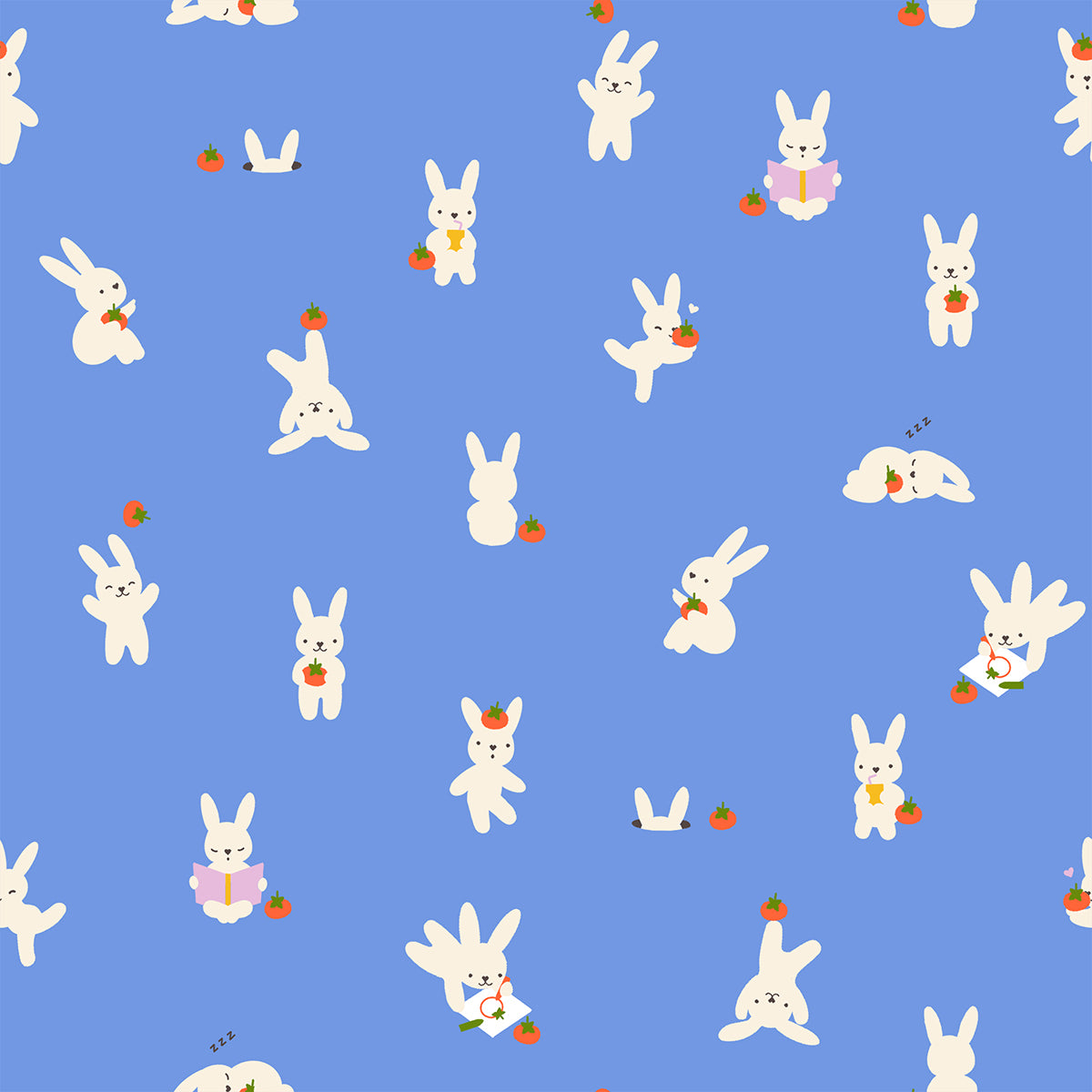 Ruby Star, Persimmon, Bun E. and Simmy Lindly Blue,  Cotton Fabric, 1/4 yard