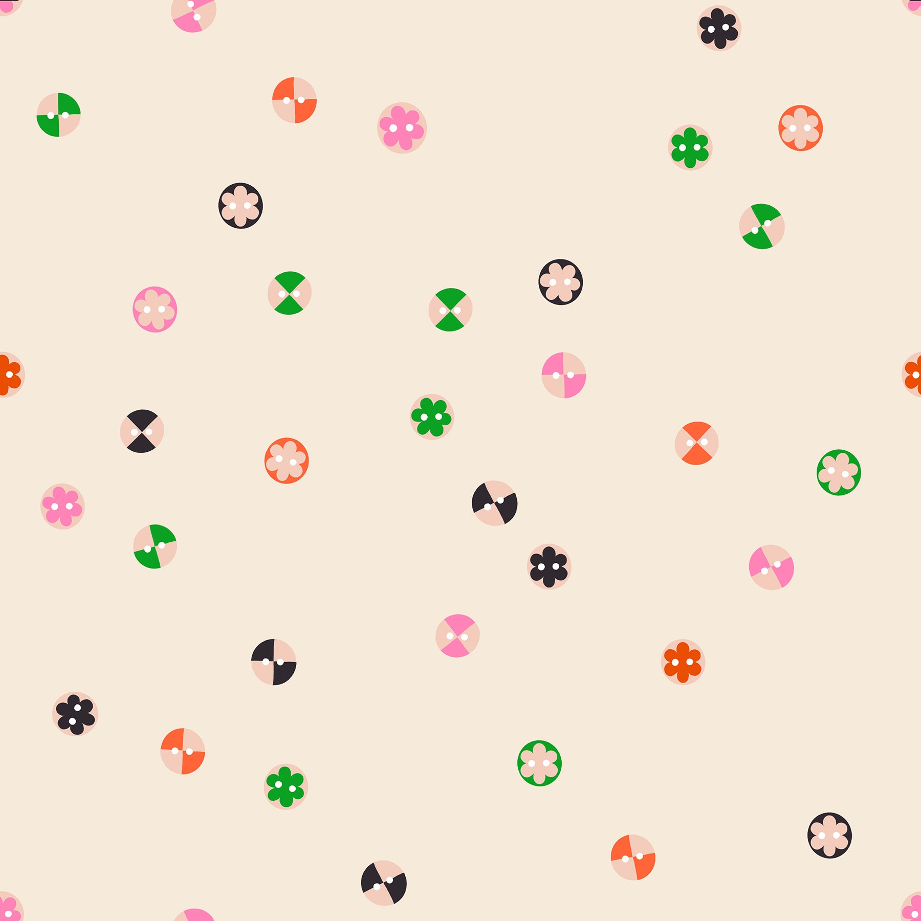 Ruby Star, Ruby Star, 1-800-Notion, Buttons Shell, Cotton Fabric, 1/4 yard