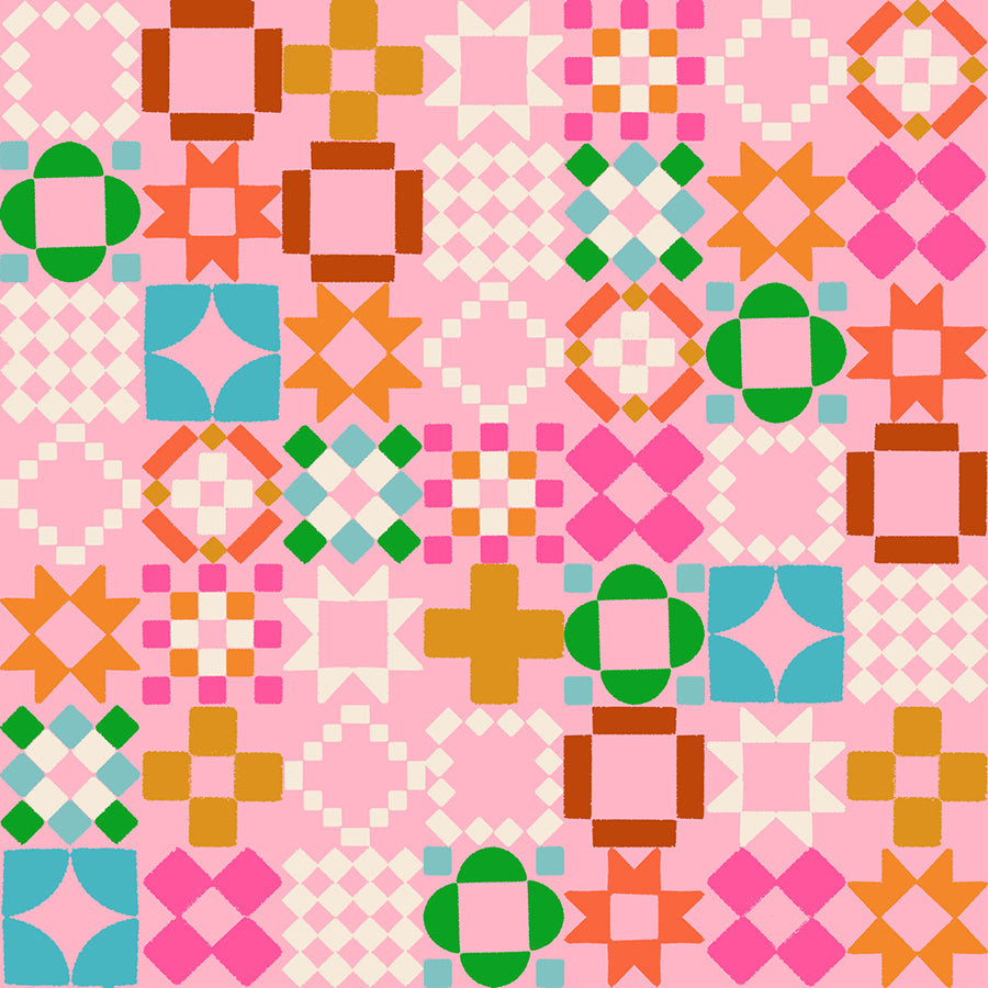 Ruby Star, Ruby Star, 1-800-Notion,  Quilty as Charged Posy, Cotton Fabric, 1/4 yard