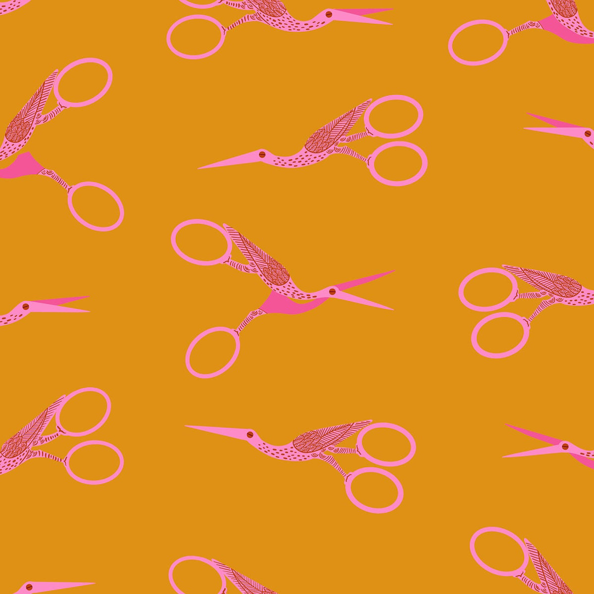 Ruby Star, Ruby Star, 1-800-Notion, Stork Scissors Honey, Cotton Fabric, 1/4 yard