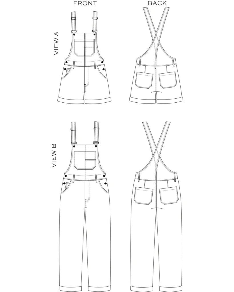 True Bias Riley Overalls Pattern