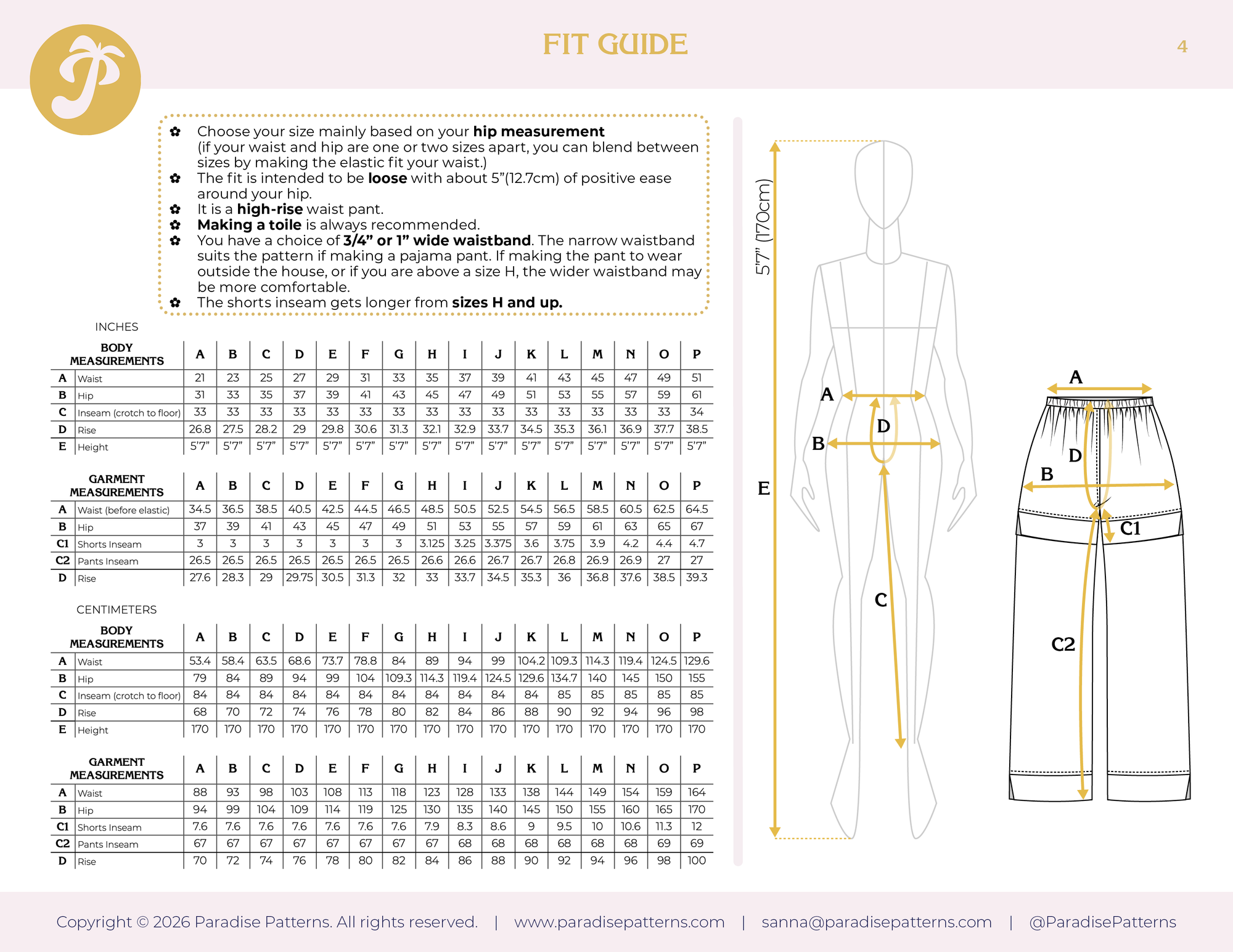 Paradise Patterns, Rose Bottoms PDF Pattern