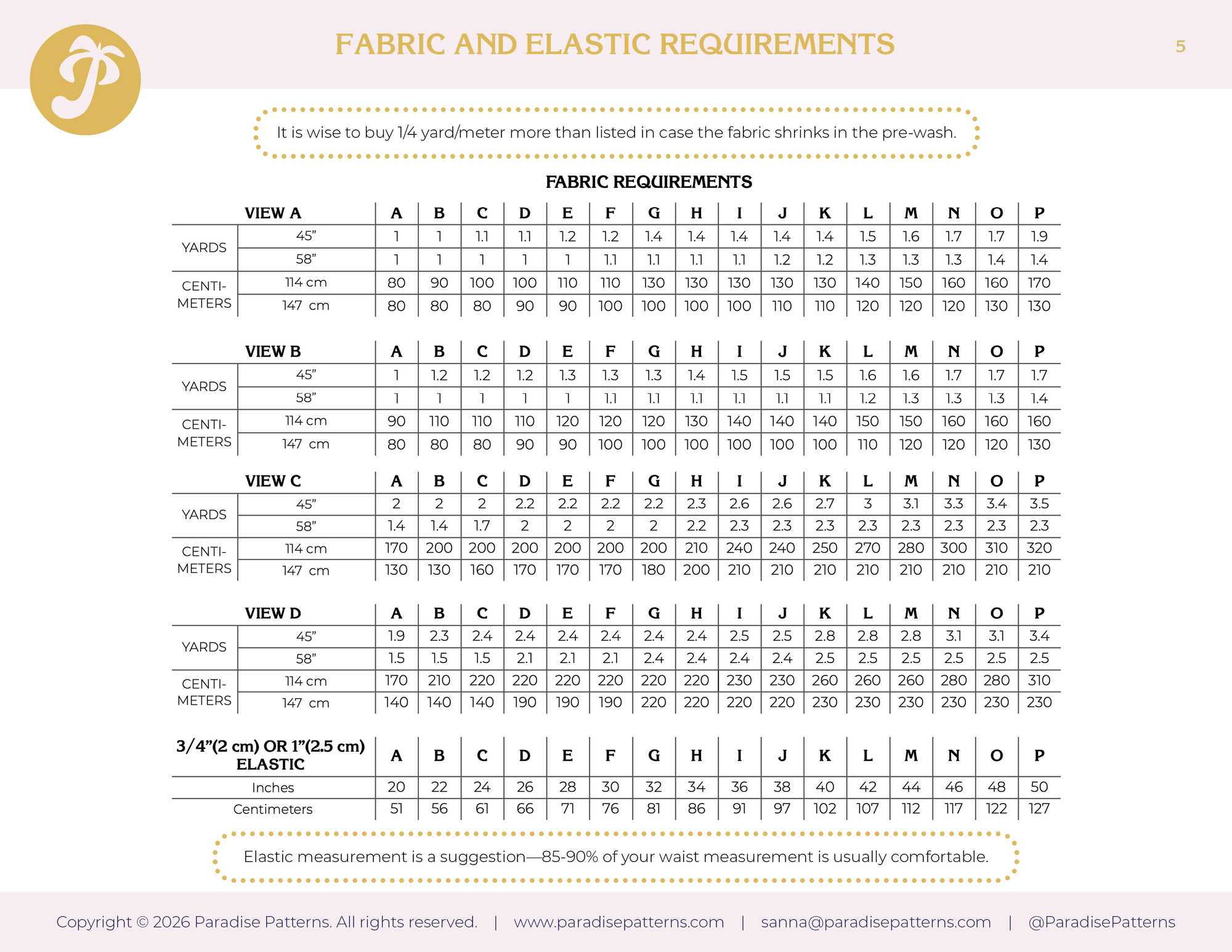 Paradise Patterns, Rose Bottoms PDF Pattern