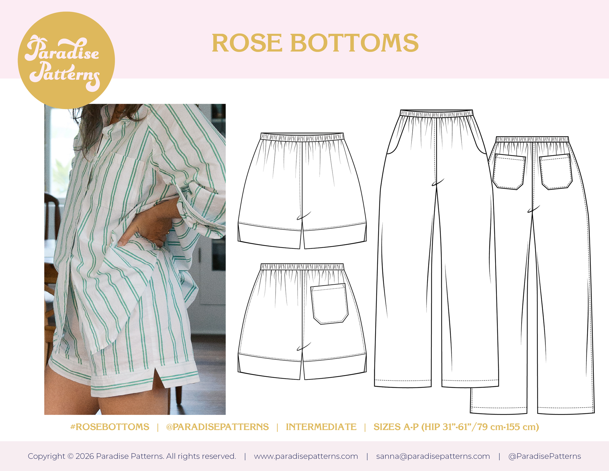 Paradise Patterns, Rose Bottoms PDF Pattern