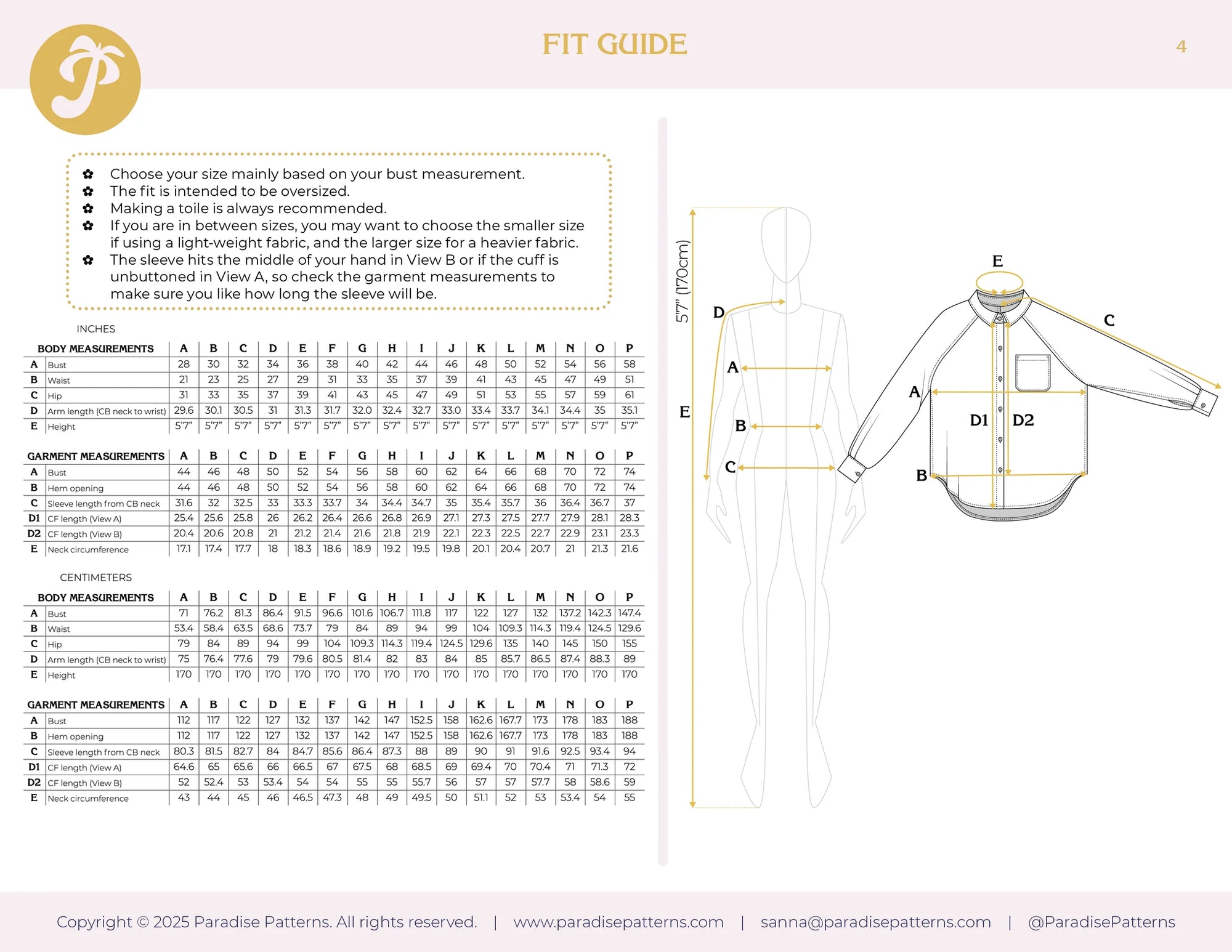Paradise Patterns, Rose Raglan Button Up PDF Pattern