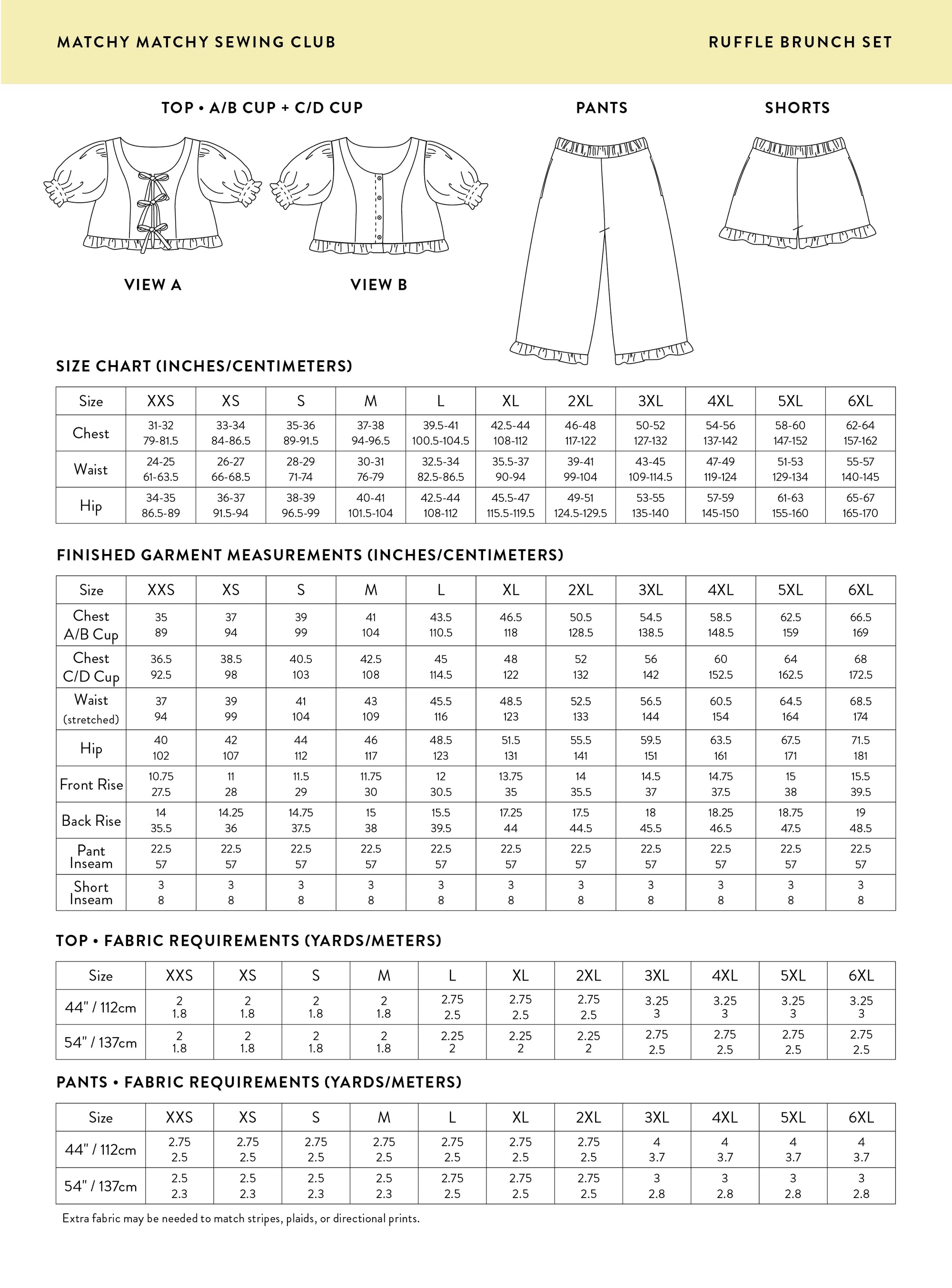Matchy Matchy Sewing Club, Ruffle Brunch Set (Updated), Digital PDF Pattern