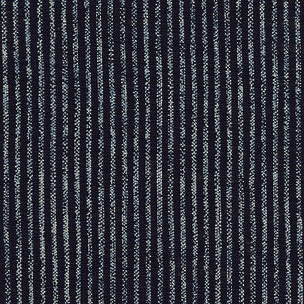 Sevenberry Nara Homespun Cotton Fabric, White and Indigo Stripes, 1/2 yard - Lakes Makerie - Minneapolis, MN