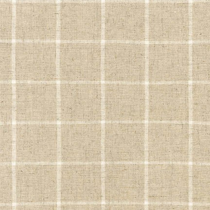 Essex Canvas, Linen-Cotton Window Pane Fabric, Natural, 1/4 yard