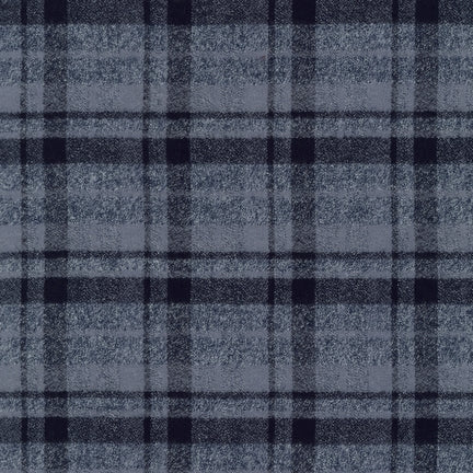 Mammoth Cotton Flannel  "Black Ice" Gray Plaid Fabric, 1/4 yard