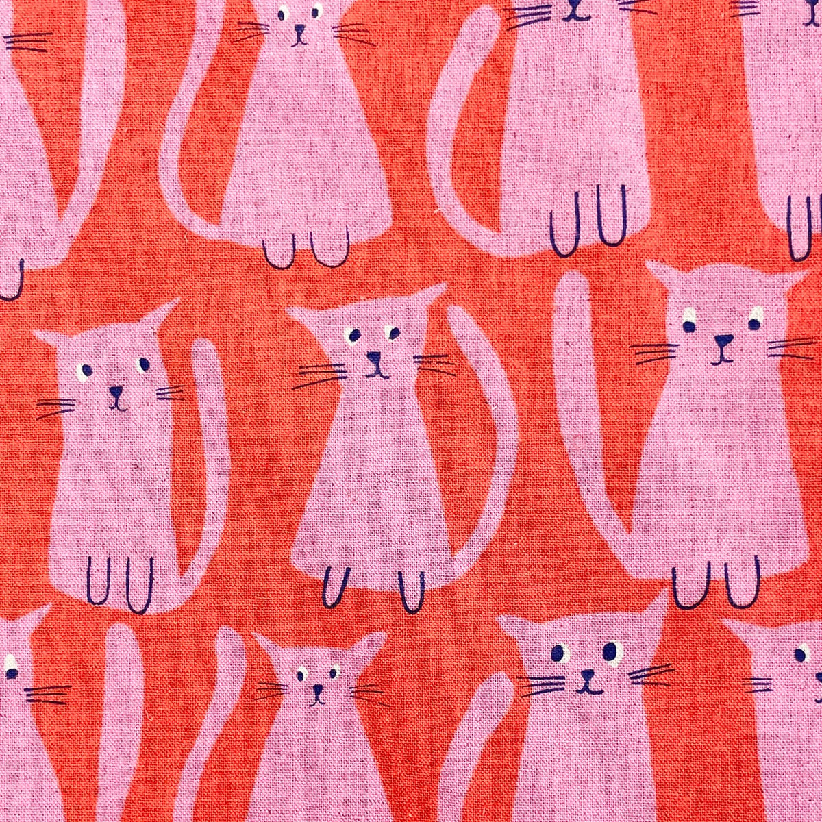 Sevenberry Noraneko, Oxford Canvas, Pink and Orange1/4 yard