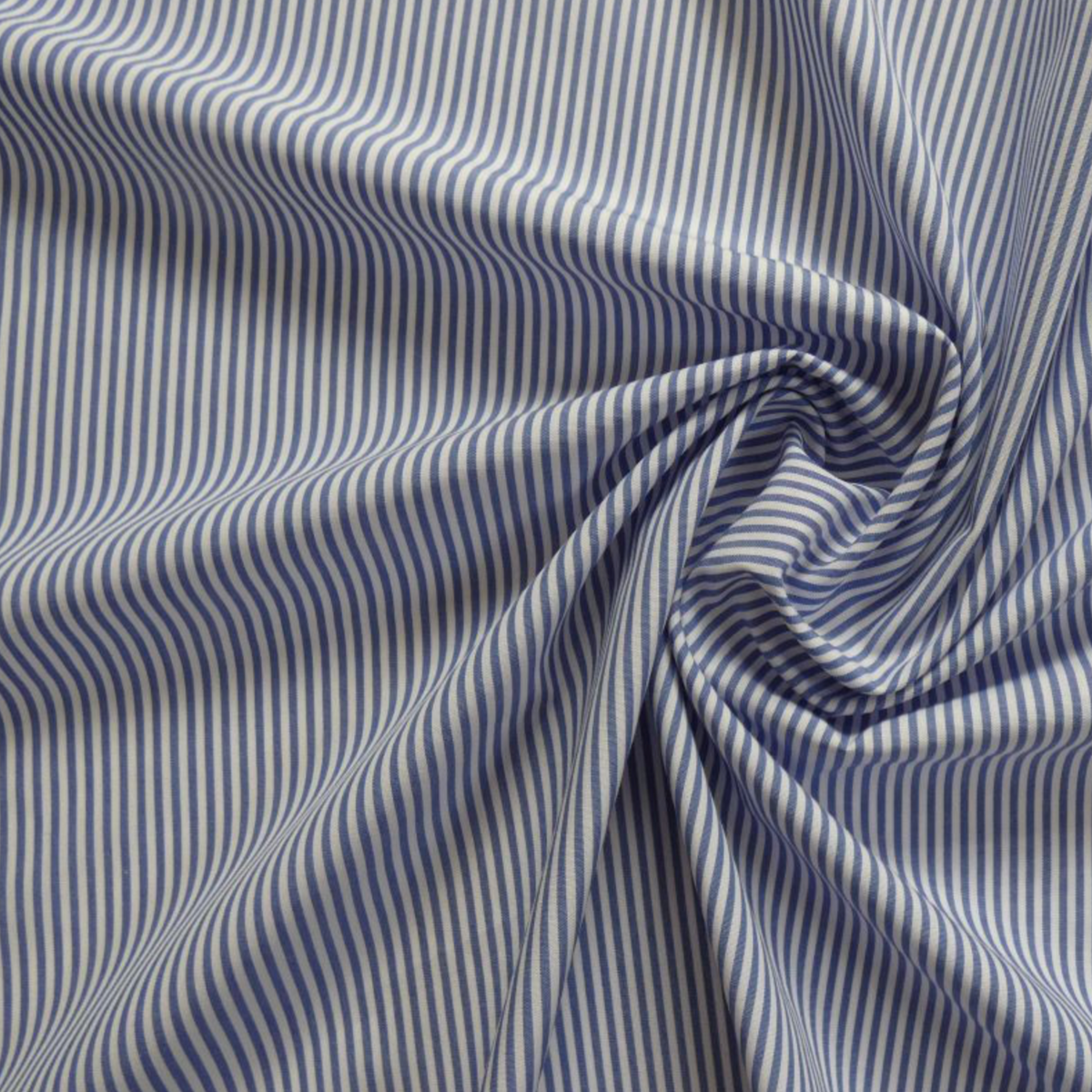 Blue and white striped fabric with a close-up view