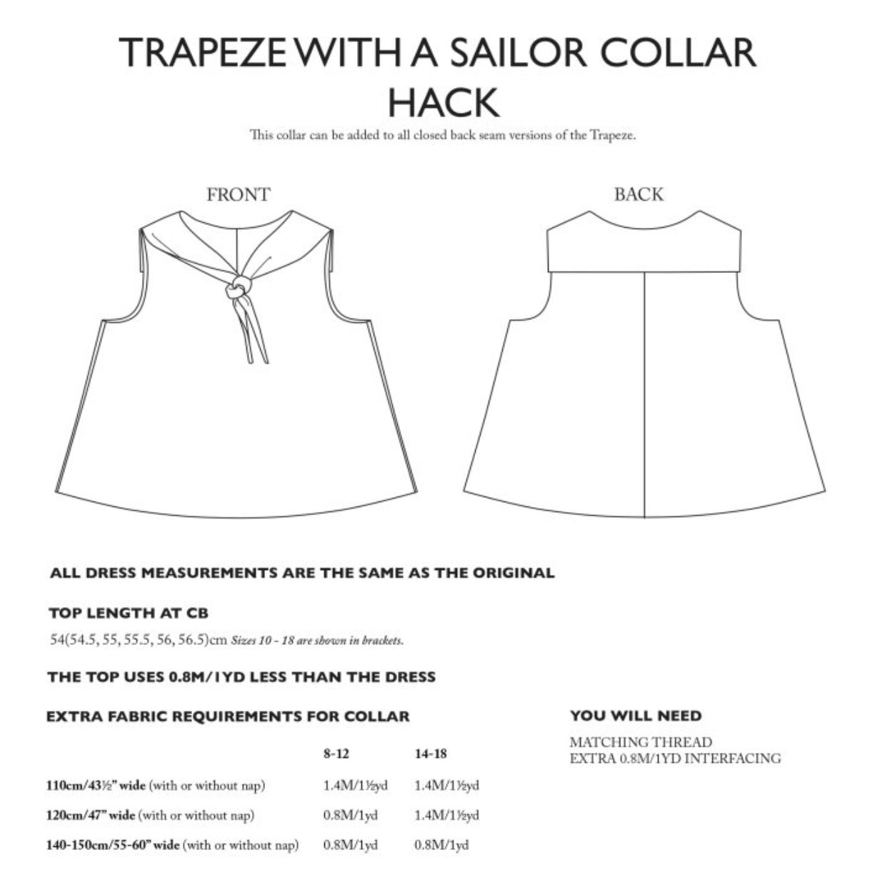 Merchant &amp; Mills, The Trapeze PDF Pattern Additions