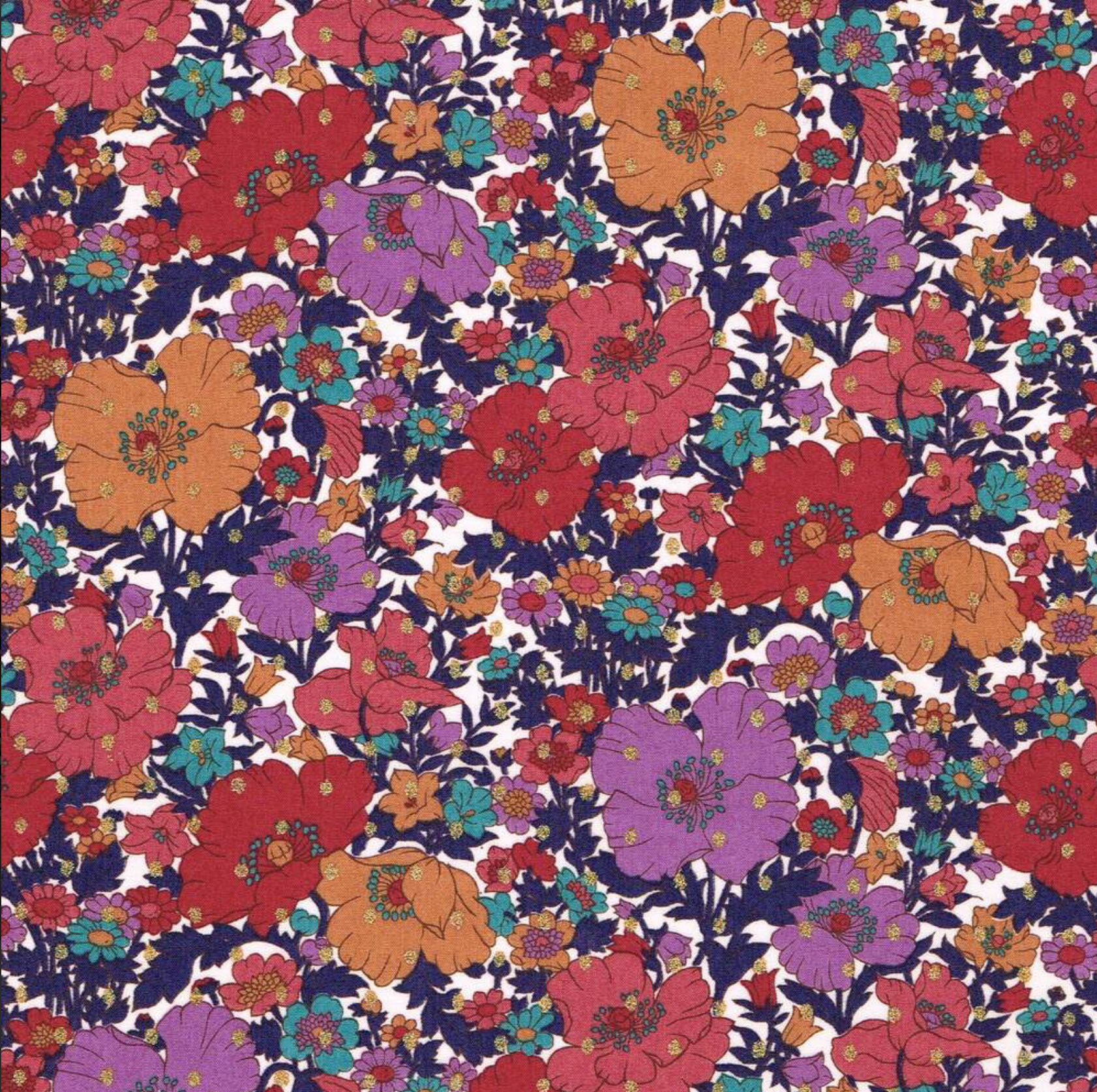 Liberty Tana Lawn Cotton Fabric, "Meadow Song Spot" Classic Metallic , 1/4 yard - Lakes Makerie