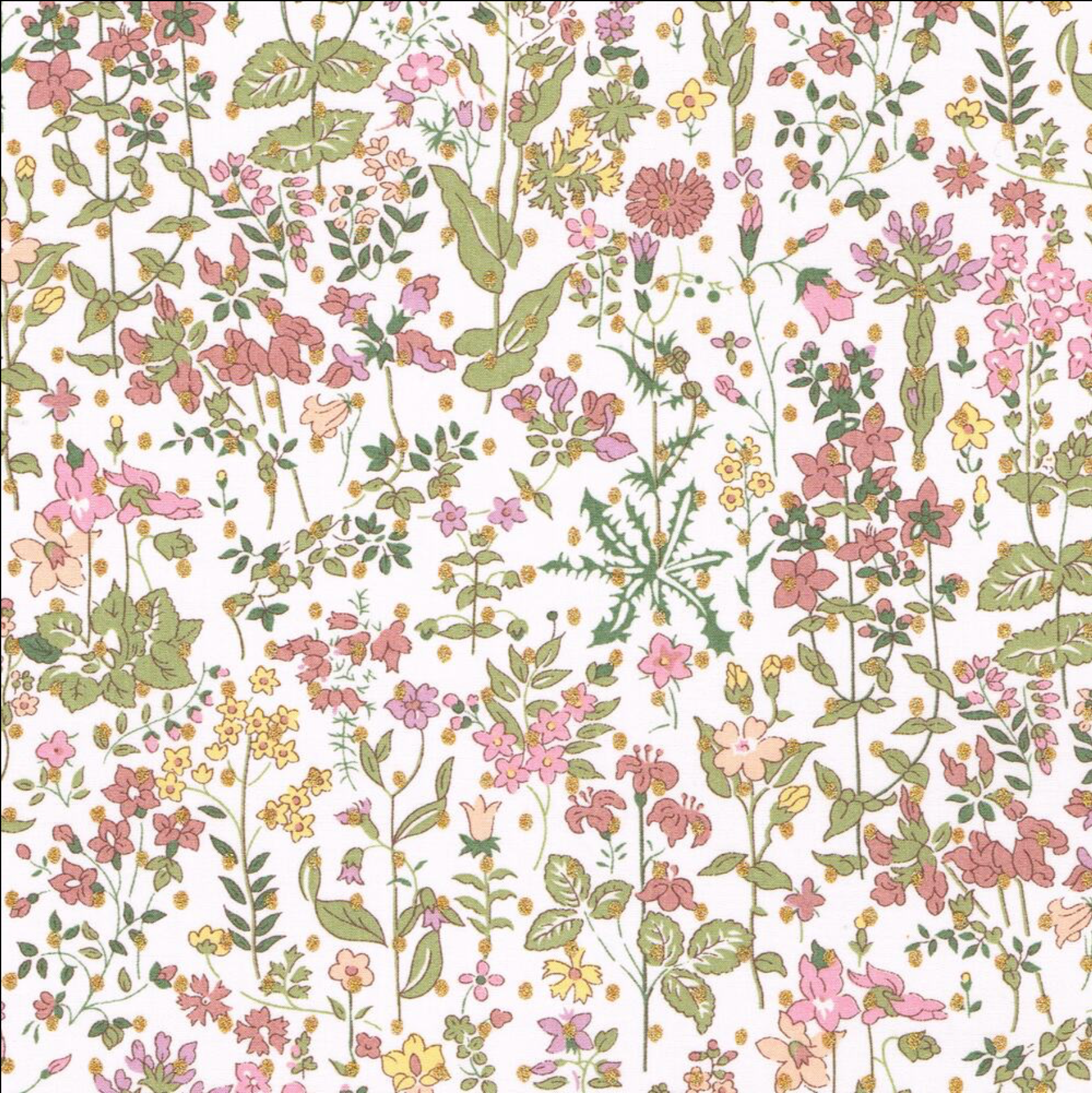 Liberty Tana Lawn Cotton Fabric, "Field Flowers Spot"  Classic Metallic, 1/4 yard - Lakes Makerie