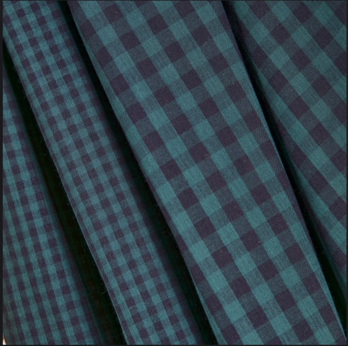 Remnant 303, Atelier Brunette, Vichy Night, Gingham Double Gauze, forest, 3 yard bolt end