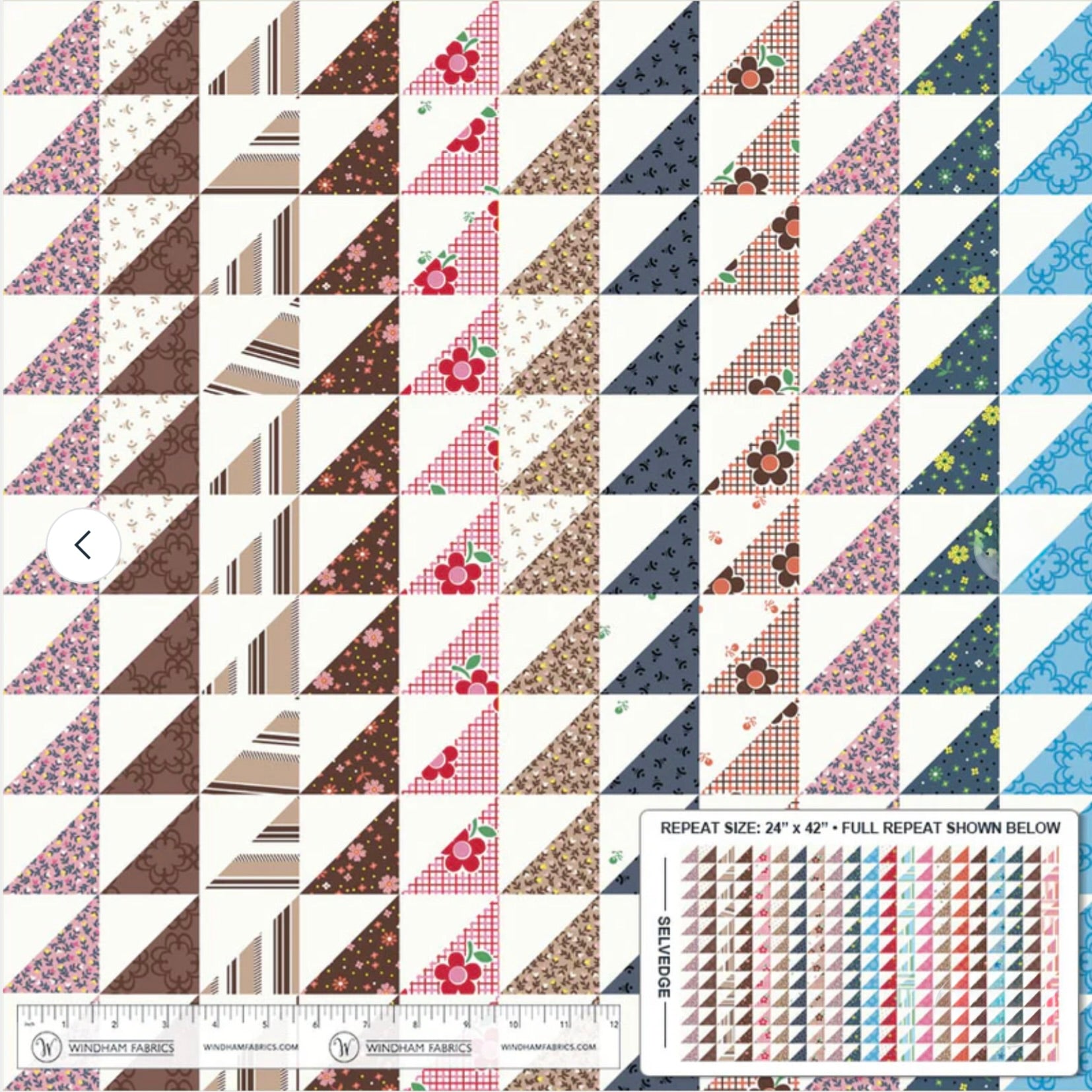 Denyse Schmidt, Made Easy Triangle Stripe Cheater, Ivory, 1/4 yard