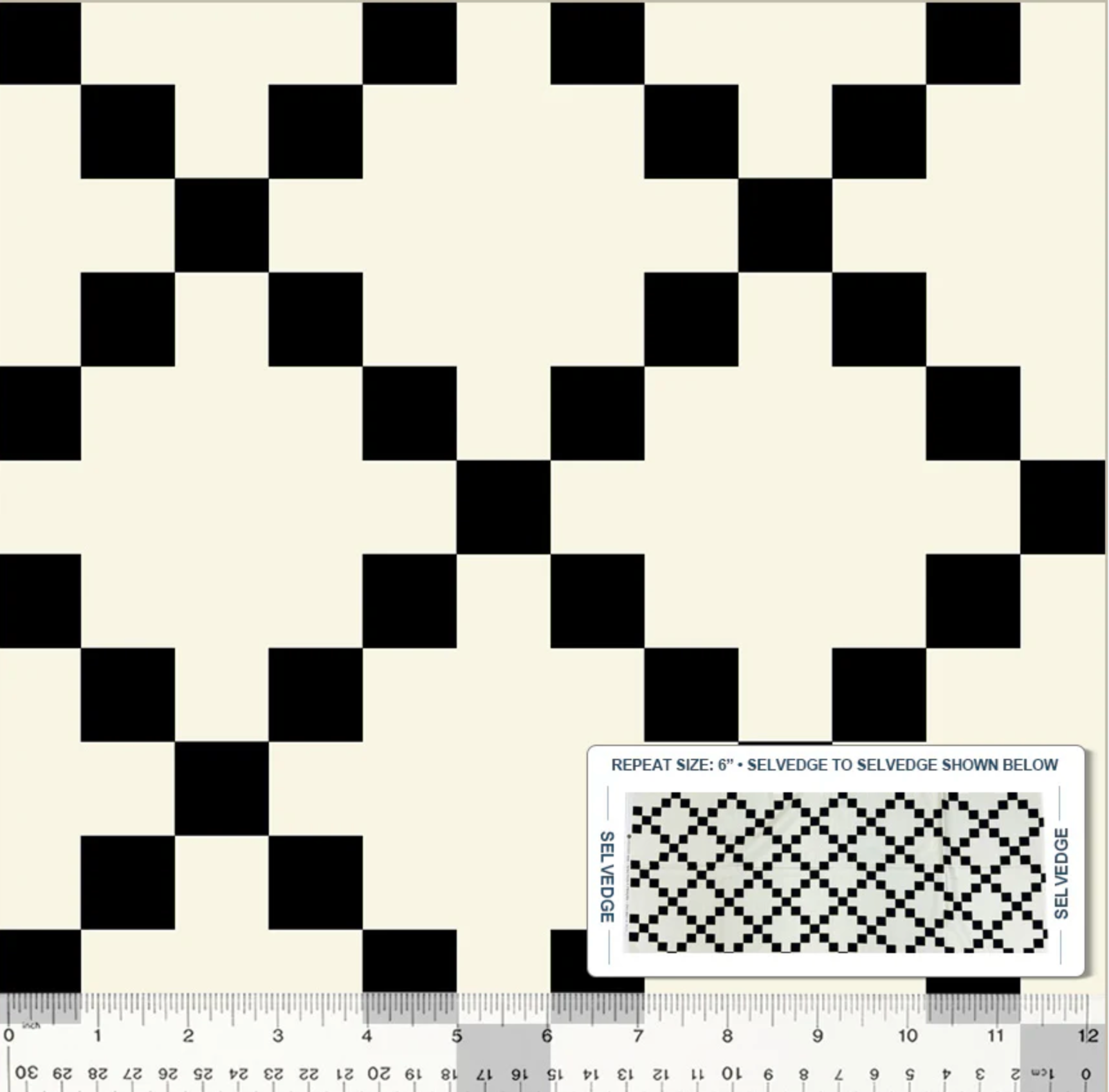 Remnant 63050, Perfect Points, Nine patch, black, 1.8 yard bolt end