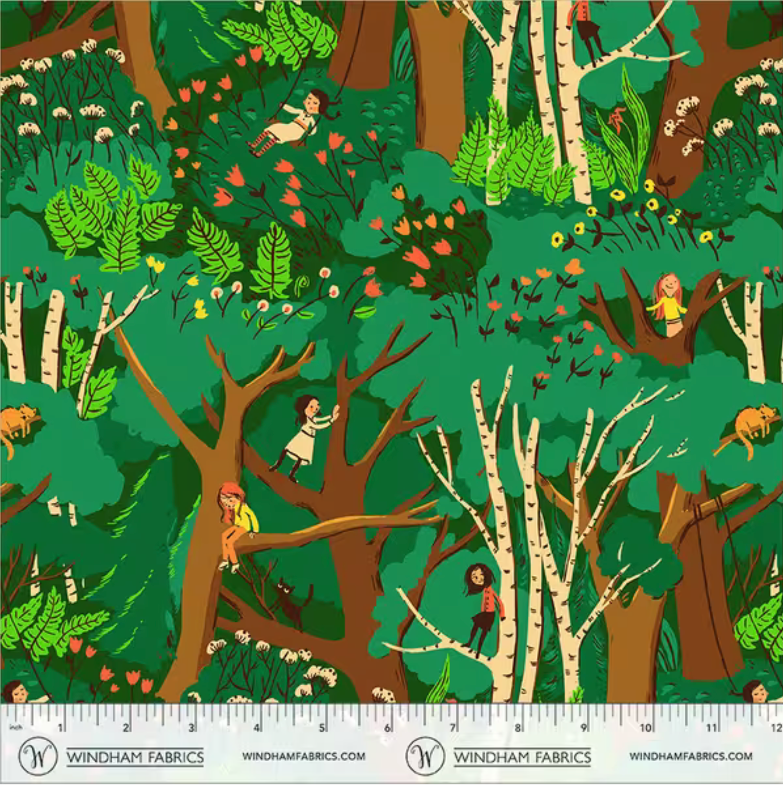 Heather Ross Favorites, Climbing Trees, Jade, 1/4 yard