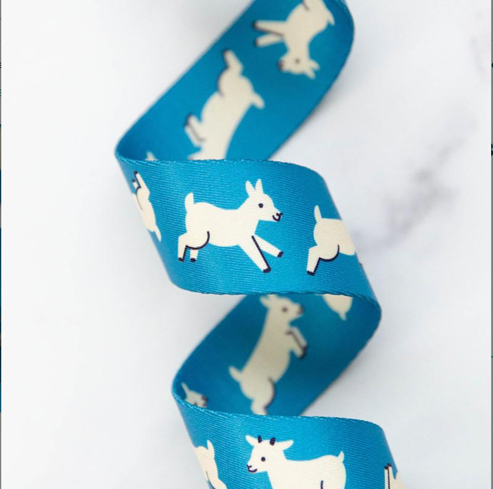 Ruby Star, 1.5" Webbing Baby Goats Blue , 1 /4 yard