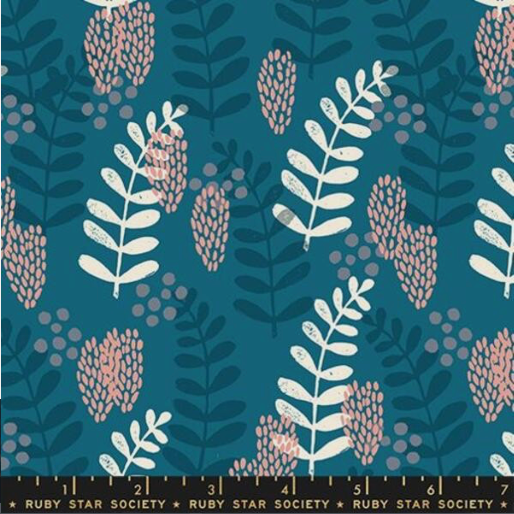 Ruby Star, Reimagined Landscapes, Fern Dell, Teal, Cotton Fabric, 1/4 yard