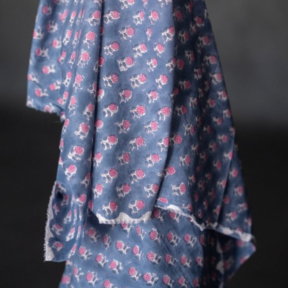 Merchant &amp; Mills, "Pink Floret" Indian Block Print Cotton,  1/4 yard
