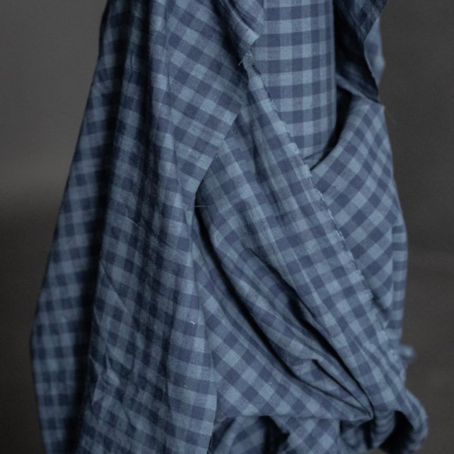 Merchant &amp; Mills, "Uniform Blues" Organic Cotton/Linen Check, 1/4 yard